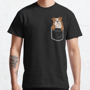 English Bulldog in Your Front Pocket T Shirt Dog Animals Tee Classic T-Shirt RB1011 product Offical Doginpocket Store