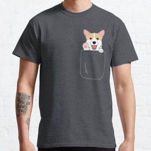Corgi In Pocket T-Shirt Cute Paws Blush Smile Puppy Emoji  Classic T-Shirt RB1011 product Offical Doginpocket Store
