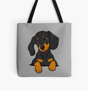 Dachshund Puppy in Your Pocket Grey All Over Print Tote Bag RB1011 product Offical Doginpocket Store