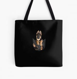 German Shepherd In Pocket Funny Dog Lover All Over Print Tote Bag RB1011 product Offical Doginpocket Store