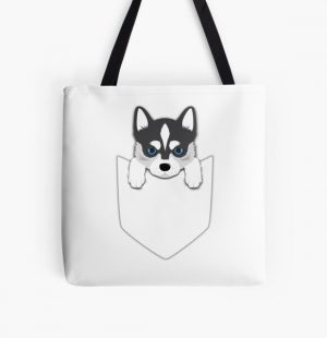 Funny Siberian Husky In Your Pocket All Over Print Tote Bag RB1011 product Offical Doginpocket Store